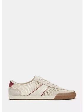 Zara Mesh Barefoot Sneaker in Cream with Burgundy Accent